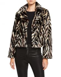 7 for all mankind Zebra-Print Faux Fur Jacket at Neiman Marcus