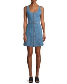 7 for all mankind Zip-Front Denim Mini Dress at Neiman Marcus