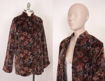 70s 80s velvet quilt jacket // toggle buttons at Etsy