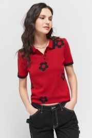 70s Flower Polo Top by Lazy Oaf  at Urban Outfitters