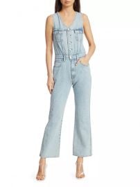 70s Slim-Fit Flare Denim Vest Jumpsuit at Saks Fifth Avenue