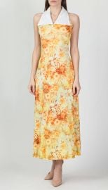 70s Yellow Floral Collared Sundress Extra Small Vintage Sleeveless Boho Maxi Dress - at Etsy