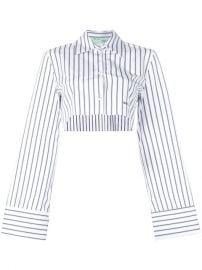 710 Off-White Cropped Striped Shirt - Buy Online - Fast Delivery  Price  Photo at Farfetch