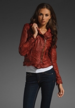 Rust leather jacket like Pennys at Revolve