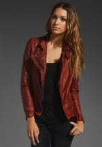 Red leather jacket like Pennys at Revolve