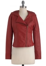 Red leather style jacket at Modcloth