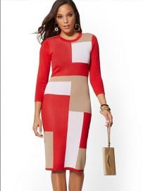 7TH AVENUE - COLORBLOCK SWEATER SHEATH DRESS at NY&C