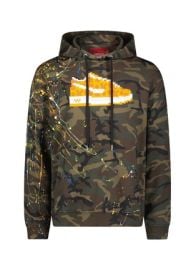 8-BIT Orange Louis Sneakers Pixelated Graphic Paint Splashed Camouflage Drawstring Hoodie Men Lane Crawford at Lane Crawford