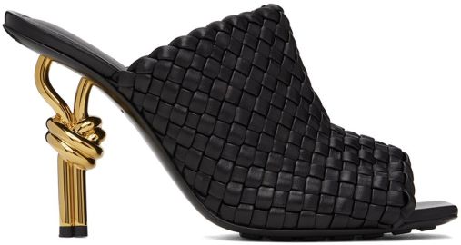 90mm Mini Weave Nappa Leather Knot Mule Sandals by Bottega Veneta at ssense