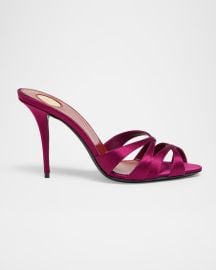 95mm Chandelle Satin Mules at Neiman Marcus