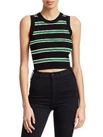 A L C  - Archer Striped Rib-Knit Crop Top at Saks Off 5th