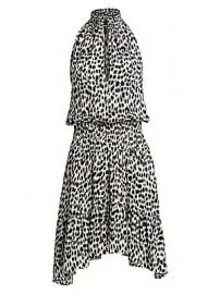 A L C  - Cody Leopard Print Silk Halter Handkerchief Dress at Saks Fifth Avenue