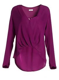 A L C  - Harmon Drape V-Neck Silk Blouse at Saks Fifth Avenue