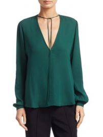 A L C  - Kirk Long-Sleeve Silk V-Neck Blouse at Saks Fifth Avenue