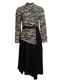 A L C  - Peyton Tiger-Print Paneled  amp  Pleated Dress at Saks Fifth Avenue