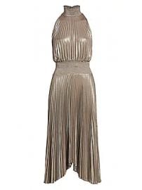 A L C  - Renzo Pleated Metallic Halter Dress at Saks Fifth Avenue