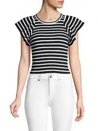 A L C  - Striped Flutter-Sleeve Top at Saks Off 5th