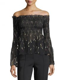 A L C  Agra Off-the-Shoulder Top with Metallic   Neiman Marcus at Neiman Marcus