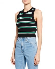 A L C  Archer Striped Sleeveless Crop Top at Neiman Marcus