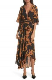 A L C  Avi Print Silk Midi Dress at Nordstrom