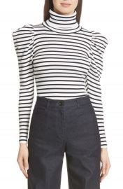 A L C  Baker Stripe Mutton Sleeve Sweater at Nordstrom