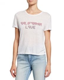 A L C  California Love Short-Sleeve Linen Slogan Tee at Neiman Marcus