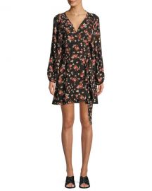 A L C  Carlo Floral Silk Wrap Dress at Neiman Marcus