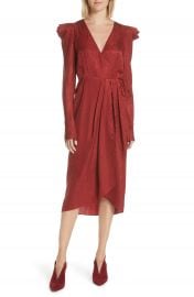 A L C  Carolina Puff Shoulder Silk Jacquard Dress at Nordstrom