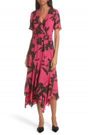 A L C  Cora Print Silk Midi Wrap Dress at Nordstrom