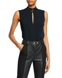 A L C  Dallas Sleeveless Collared Keyhole Top at Neiman Marcus