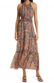 A L C  Elara Floral Halter Neck Silk Dress   Nordstrom at Nordstrom