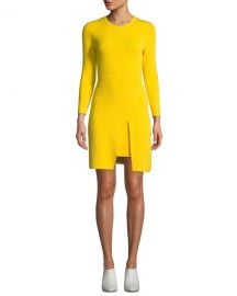 A L C  Hadley Long-Sleeve Dress w  Slit Skirt Overlay at Neiman Marcus