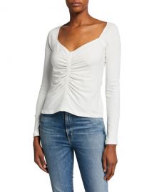 A L C  Halley Ruched Long-Sleeve Tee at Neiman Marcus