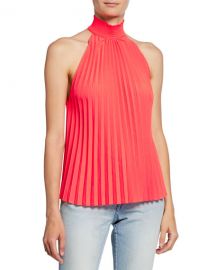 A L C  Imani High-Neck Pleated Top at Neiman Marcus