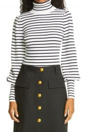 A L C  Karla Stripe Rib Bishop Sleeve Top   Nordstrom at Nordstrom