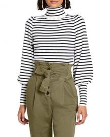 A L C  Karla Striped Turtleneck Top at Neiman Marcus