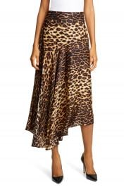 A L C  Lev Leopard Print Asymmetrical Stretch Silk Midi Skirt   Nordstrom at Nordstrom