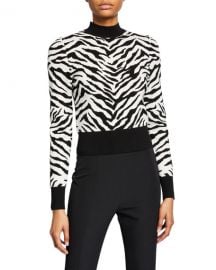 A L C  Lola Animal-Print Mock-Neck Sweater at Neiman Marcus