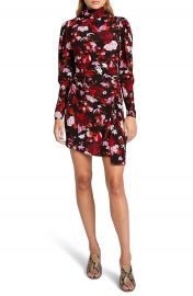 A L C Marcel Long Sleeve Ruched Stretch Silk Minidress Nordstrom at Nordstrom