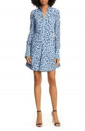 A L C  Marcella Leopard Print Long Sleeve Silk Minidress   Nordstrom at Nordstrom