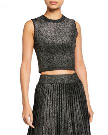 A L C  Mariam Sleeveless Metallic Crop Top at Neiman Marcus