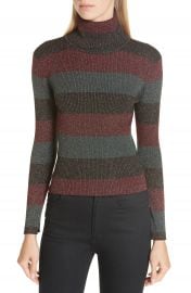 A L C  Mariel Metallic Stripe Turtleneck Sweater at Nordstrom