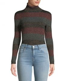 A L C  Mariel Striped Turtleneck Metallic Sweater at Neiman Marcus