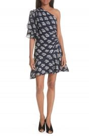 A L C  Misha Print One-Shoulder Silk Dress at Nordstrom