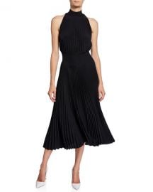 A L C  Renzo High-Neck Pleated Asymmetrical Cocktail Dress at Neiman Marcus