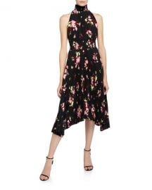 A L C  Renzo Pleated Floral Halter Dress at Neiman Marcus