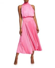 A L C  Renzo Pleated Halter Midi Dress at Neiman Marcus