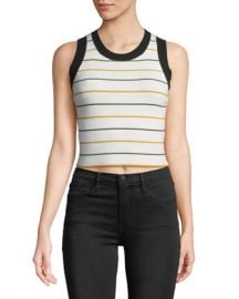 A L C  Rita Striped Ribbed Crop Top at Neiman Marcus