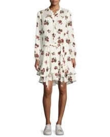 A L C  Rori Long-Sleeve Drop-Waist Floral-Print Silk Dress at Neiman Marcus