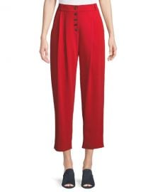 A L C  Russel Cropped Button-Fly Crepe Pants at Neiman Marcus